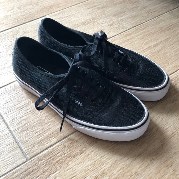 sequin vans black